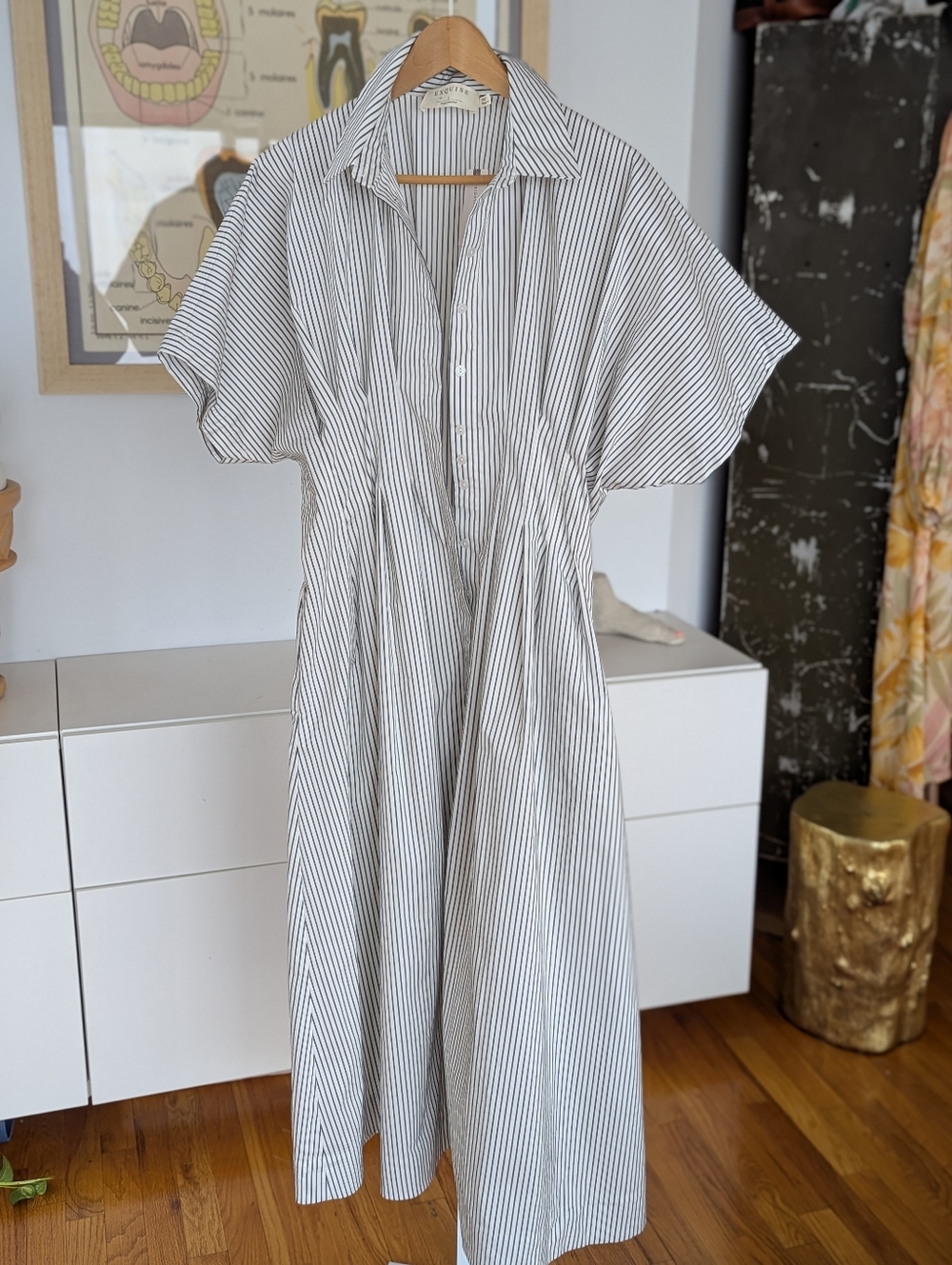 Striped Exquise Tobie Shirt Dress - White/Black L